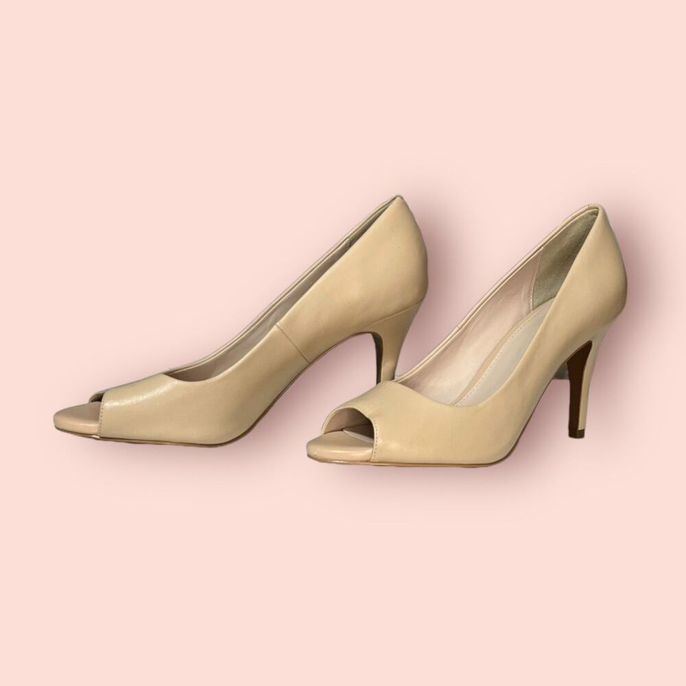 Cole Haan Harlow OT Pump Open Toe Peep Toe Nude W10325 Sz 7.5